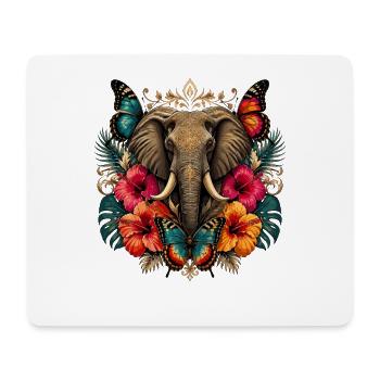 Elephant ornament with butterflies - Mouse Pad (horizontal) - white - Front