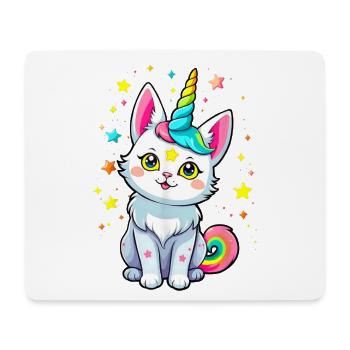 Rainbow Unicorn Cat Stars - Mouse Pad (horizontal) - white - Front