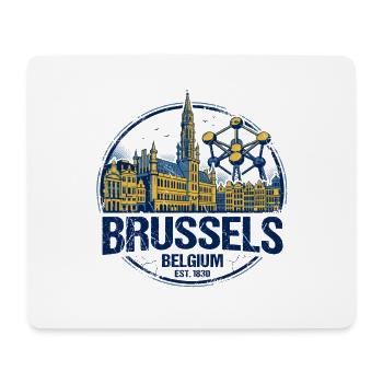 Vue de la silhouette belgique de Bruxelles et de l’Atomium - Tapis de souris (format paysage) - blanc - Devant