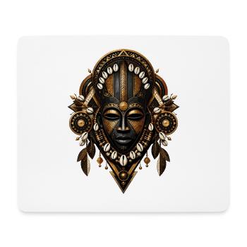 Masque tribal avec perles et plumes - Tapis de souris (format paysage) - blanc - Devant
