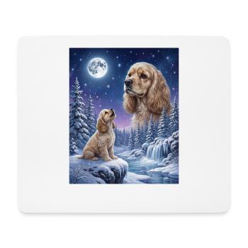 Howling to the Moon Meme Animal Dog Cocker Spaniel - Mouse Pad (horizontal) - white - Front