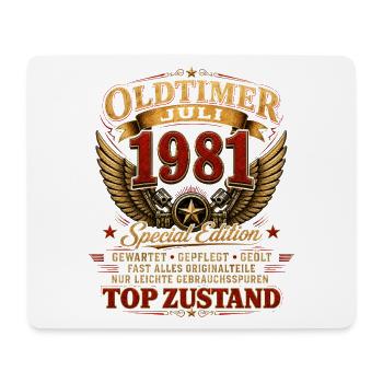 45. Geburtstag Geschenk Mann Oldtimer Juli 1981 - Mousepad (Querformat) - Weiß - Vorne