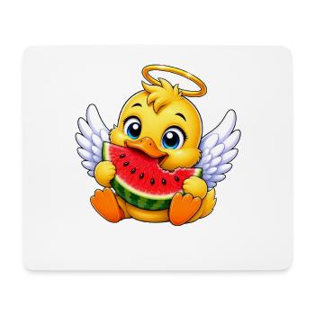 Dessin animé Ange Canard Mignon avec Donut - Tapis de souris (format paysage) - blanc - Devant