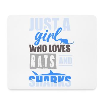 Simplement une fille qui adore les rats et les requins - Tapis de souris (format paysage) - blanc - Devant