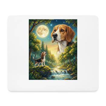 Hurlant à la Lune Meme Chien Beagle - Tapis de souris (format paysage) - blanc - Devant