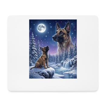 Howling to the Moon Meme Hund Belgian Malinois - Mousepad (Querformat) - Weiß - Vorne