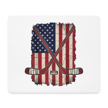Hockey Flag USA Patriotic - Tapis de souris (format paysage) - blanc - Devant
