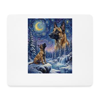 Howling to the Moon Meme Hund Belgian Malinois - Mousepad (Querformat) - Weiß - Vorne