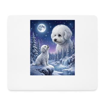 Hurlant à la Lune Mème Chien Bichon Frisé - Tapis de souris (format paysage) - blanc - Devant