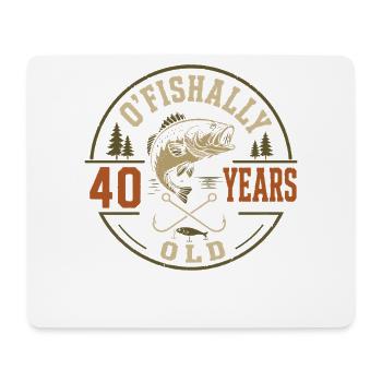 Officiellement 40 Ans | Humour Anniversaire Pêche - Tapis de souris (format paysage) - blanc - Devant