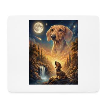 Hurlant vers le mème de la lune, le teckel teckel - Tapis de souris (format paysage) - blanc - Devant
