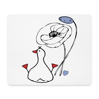 Canard avec des fleurs - Tapis de souris (format paysage) - blanc - Devant