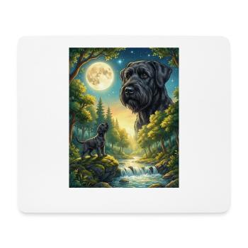 Hurlant au mème de la lune, chien Schnauzer géant - Tapis de souris (format paysage) - blanc - Devant
