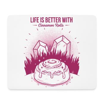 Das Frühstücksleben ist mit Zimtschnecken besser - Mousepad (Querformat) - Weiß - Vorne