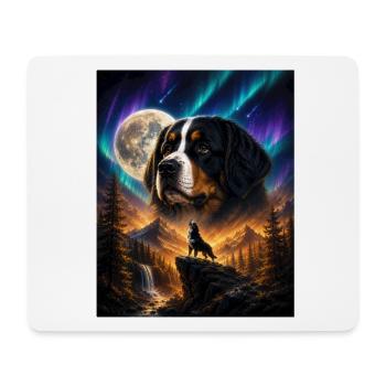 Berner Sennenhund heult Mond Berner Kunst - Mousepad (Querformat) - Weiß - Vorne