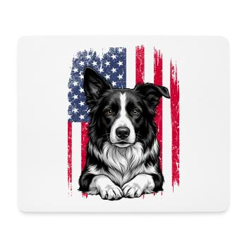 Patriotischer US-Flagge-Border Collie Schäferhund - Mousepad (Querformat) - Weiß - Vorne
