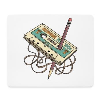 Rewind 80er Retro Musik Kassette mit Bleistift - Mousepad (Querformat) - Weiß - Vorne
