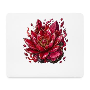 Lotus cristal rouge sur fond noir - Tapis de souris (format paysage) - blanc - Devant