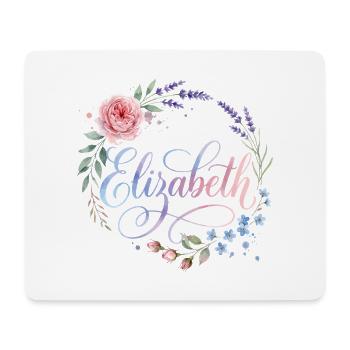 Elizabeth Blumenkreis Schriftzug - Mousepad (Querformat) - Weiß - Vorne
