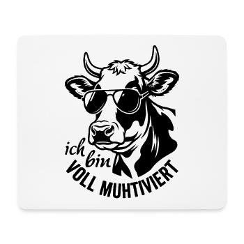 Ich bin voll muhtviert. Kuh mit Sonnenbrille - Mousepad (Querformat) - Weiß - Vorne
