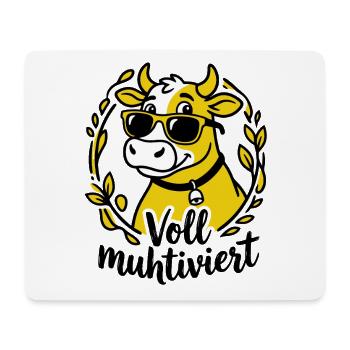 Voll Muhtviert Kuh mit Sonnenbrille - Mousepad (Querformat) - Weiß - Vorne