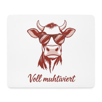Voll Muhtviert Kuh mit Sonnenbrille - Mousepad (Querformat) - Weiß - Vorne