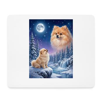 Howling to the Moon Meme Hund Zwergspitz - Mousepad (Querformat) - Weiß - Vorne