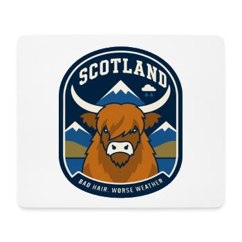 Vache des Highlands en Écosse : météo - Tapis de souris (format paysage) - blanc - Devant