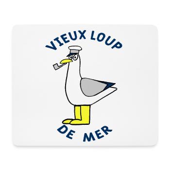 Möwe, die Pfeife raucht, alter Seehund - Mousepad (Querformat) - Weiß - Vorne