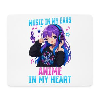 Anime et musique Chibi - Tapis de souris (format paysage) - blanc - Devant
