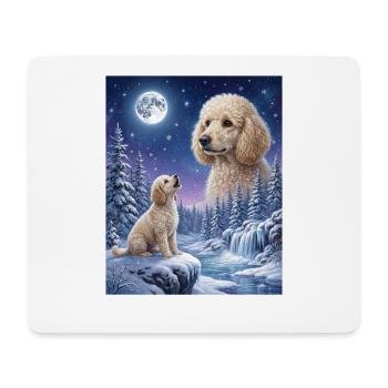 Howling to the Moon Meme Hund Pudel - Mousepad (Querformat) - Weiß - Vorne