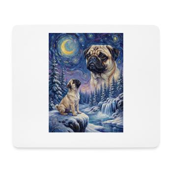 Howling to the Moon Meme Hund Mops - Mousepad (Querformat) - Weiß - Vorne