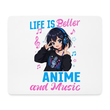 Anime et musique Chibi - Tapis de souris (format paysage) - blanc - Devant