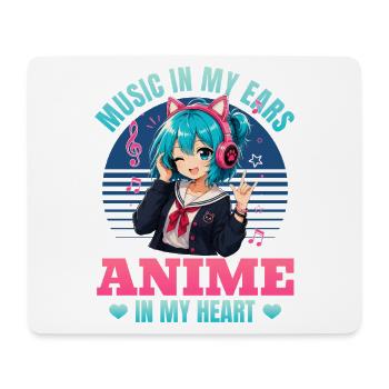 Anime et musique Chibi - Tapis de souris (format paysage) - blanc - Devant