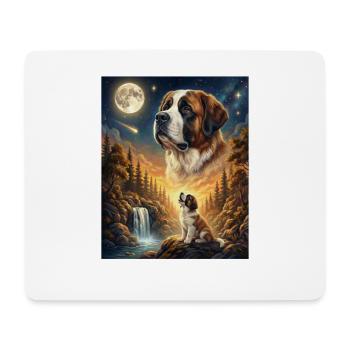 Howling to the Moon Meme Hund Bernhardiner - Mousepad (Querformat) - Weiß - Vorne