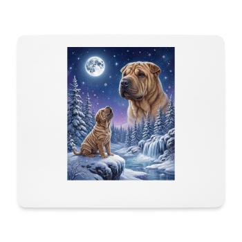 Hurlant vers la Lune Mème Chien Shar Pei - Tapis de souris (format paysage) - blanc - Devant