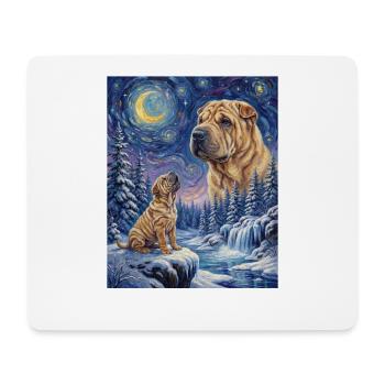 Hurlant vers la Lune Mème Chien Shar Pei - Tapis de souris (format paysage) - blanc - Devant