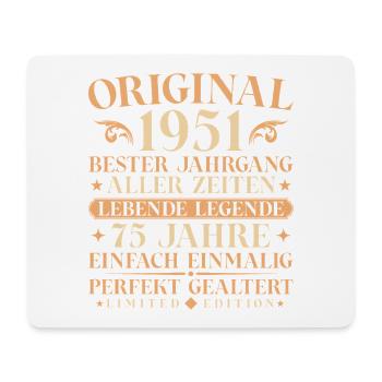 Original 1951 Jahrgang geboren 75. Geburtstag - Mousepad (Querformat) - Weiß - Vorne