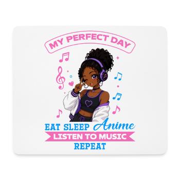 Anime and Music Chibi Black Girl - Mouse Pad (horizontal) - white - Front