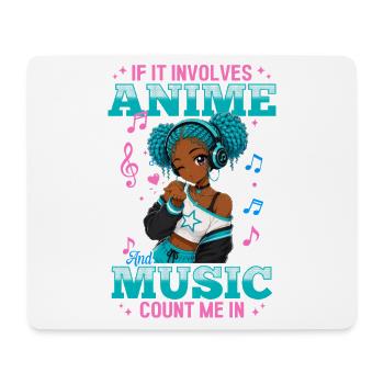 Anime and Music Chibi Black Girl - Mouse Pad (horizontal) - white - Front