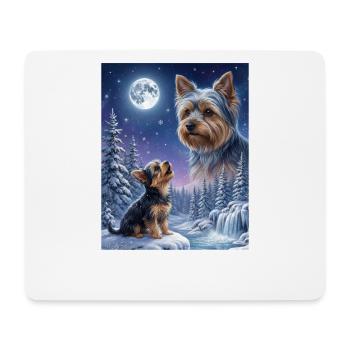 Hurlement vers la Lune Mème Chien Yorkshire Terrier - Tapis de souris (format paysage) - blanc - Devant