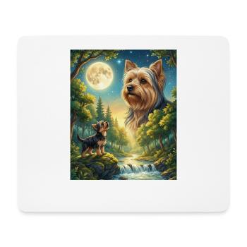 Hurlement vers la Lune Mème Chien Yorkshire Terrier - Tapis de souris (format paysage) - blanc - Devant