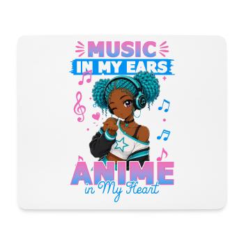 Anime and Music Chibi Black Girl - Mouse Pad (horizontal) - white - Front