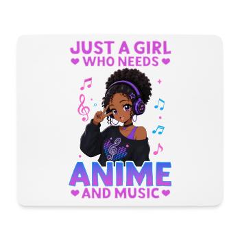 Anime and Music Chibi Black Girl - Mouse Pad (horizontal) - white - Front