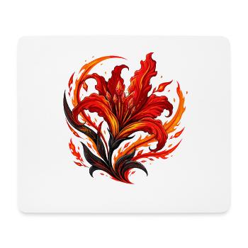 Flame Blossom – Fiery Blossom Art - Mouse Pad (horizontal) - white - Front
