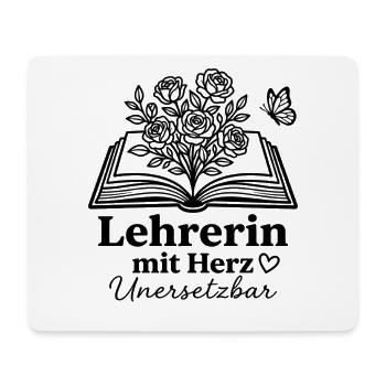 Lehrerin mit Herz unersetzbar Blumen Geschenk Schu - Mousepad (Querformat) - Weiß - Vorne