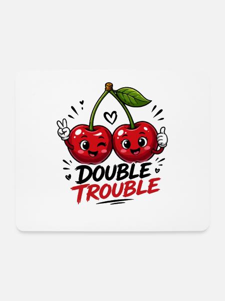 Double Trouble : Cerises Drôles pour le meilleur - Tapis de souris (format paysage) - blanc
