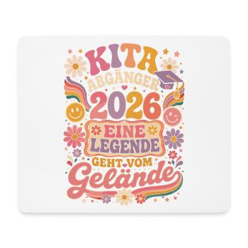 Kita Abgänger 2026 im Retro-Blumenstil - Mousepad (Querformat) - Weiß - Vorne