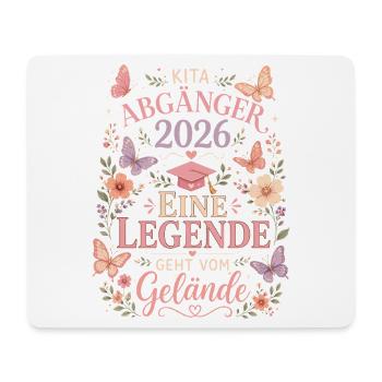 Kita Abgänger 2026 mit Blumen und Schmetterlingen - Mousepad (Querformat) - Weiß - Vorne