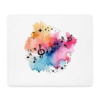 Notes musicales T-shirt aquarelle étoiles colorées - Tapis de souris (format paysage) - blanc - Devant
